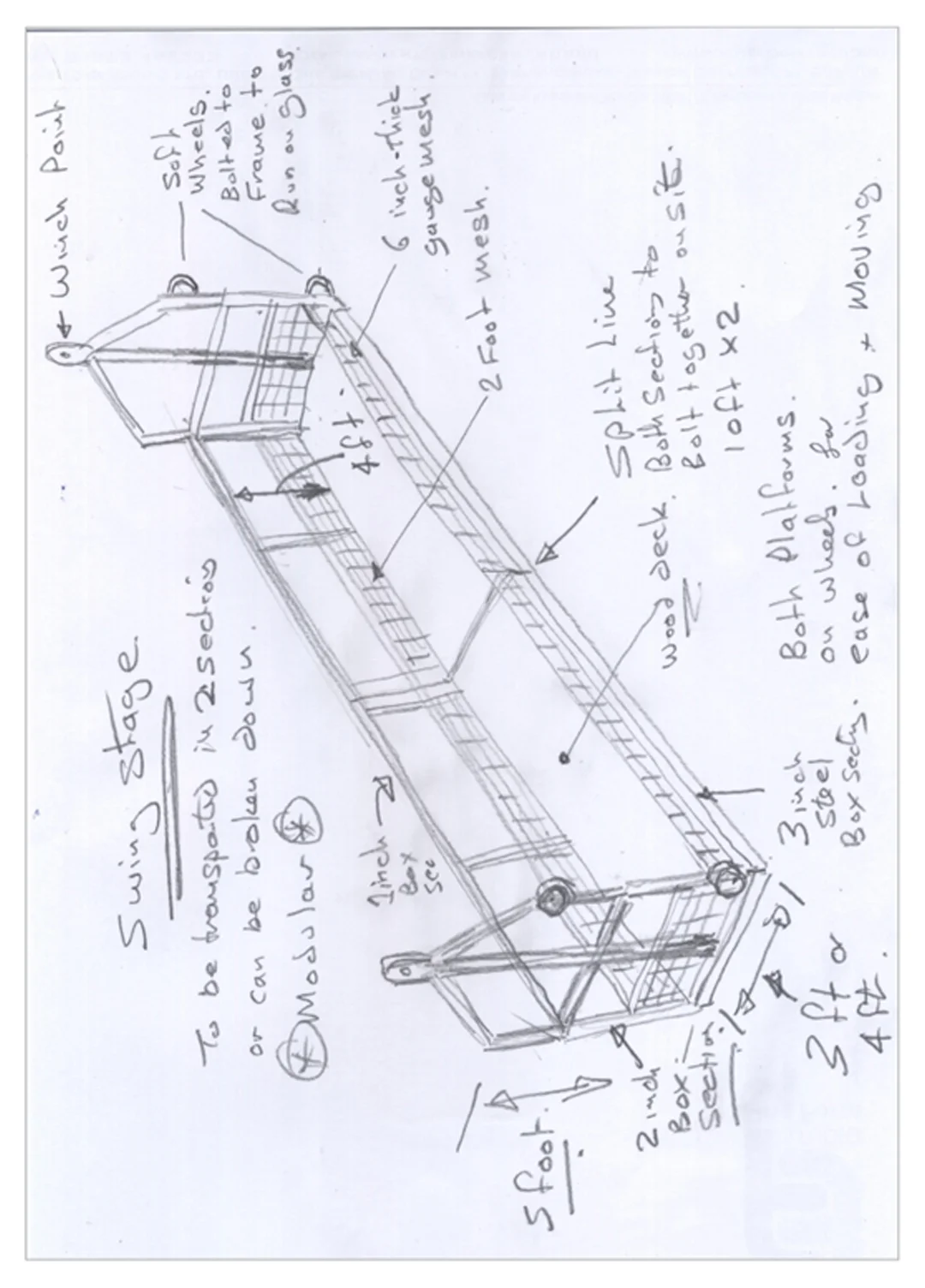 Hand-drawn sketch diagram of the swing stage of Yellow Peril