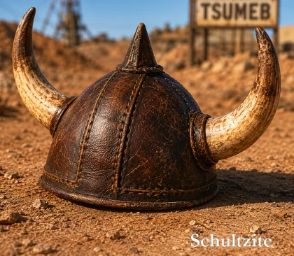 Leather Viking style helmet with horns